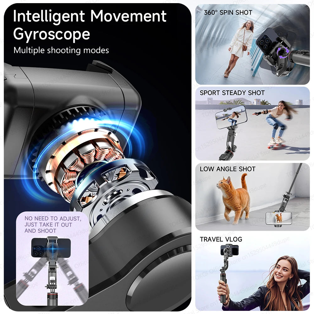 AI Face Tracking Phone Gimbal Stabilizer Selfie Tripod