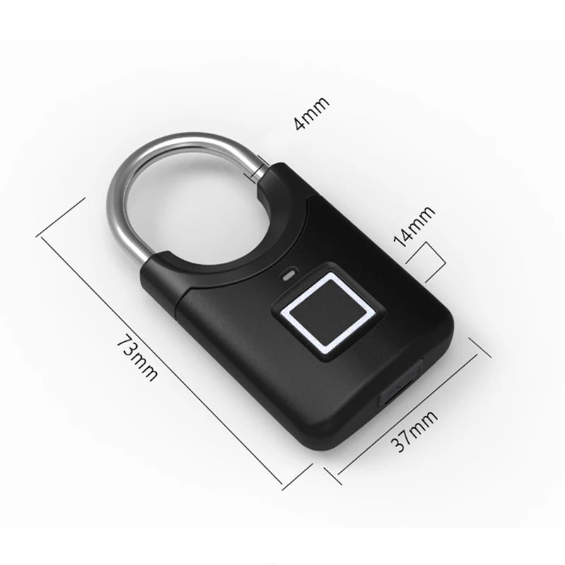 Smart Fingerprint Padlock With USB Recharge – IP66 Zinc Alloy