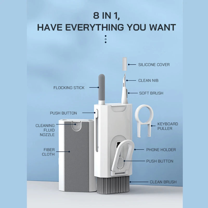 8-in-1 Electronics Cleaning Kit for Keyboard, Screen & Earbuds