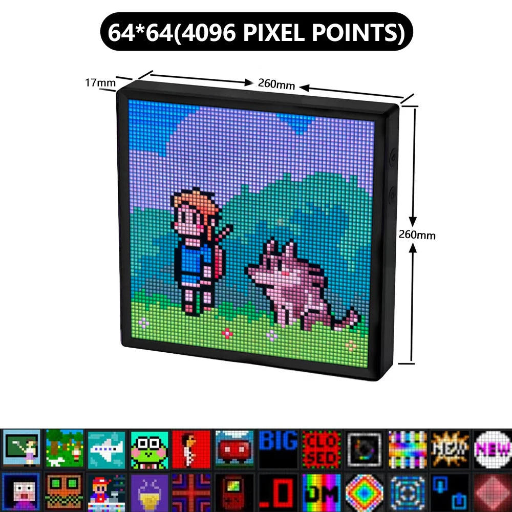 64x64 Emitting Color LED Pixel Art Matrix Display Frame With APP Control