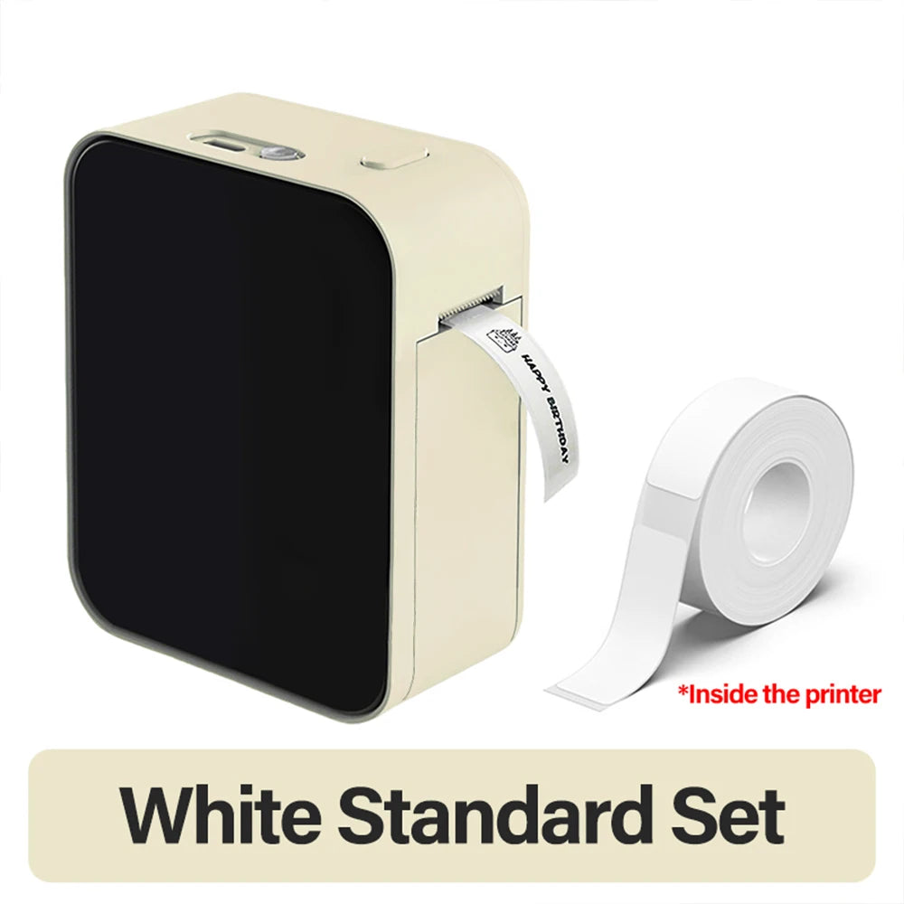 White Standard color Portable Bluetooth Thermal Label Printer – Inkless Mini Maker